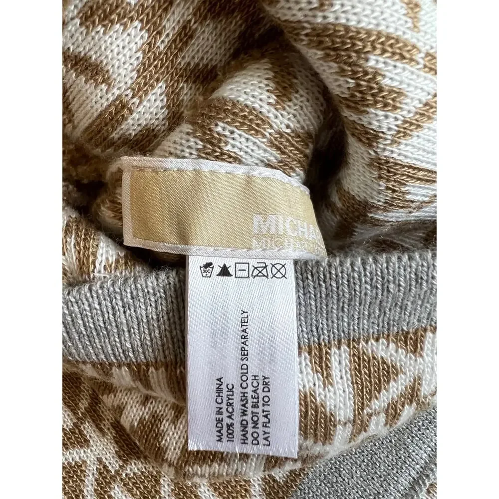 Michael Kors Tan Logo Scarf and Hat Set